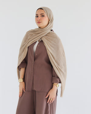 Airy Linen Hijab – Sand Beige