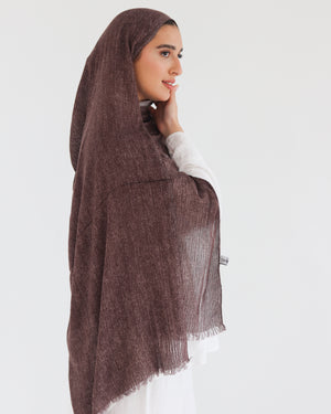 Airy Linen Hijab – Brown