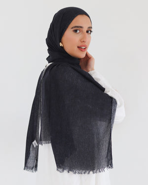 Airy Linen Hijab – Dark Grey