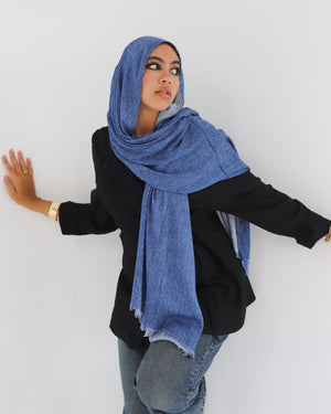Airy Linen Hijab – Blue