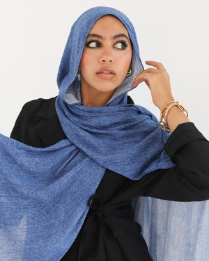 Airy Linen Hijab – Blue