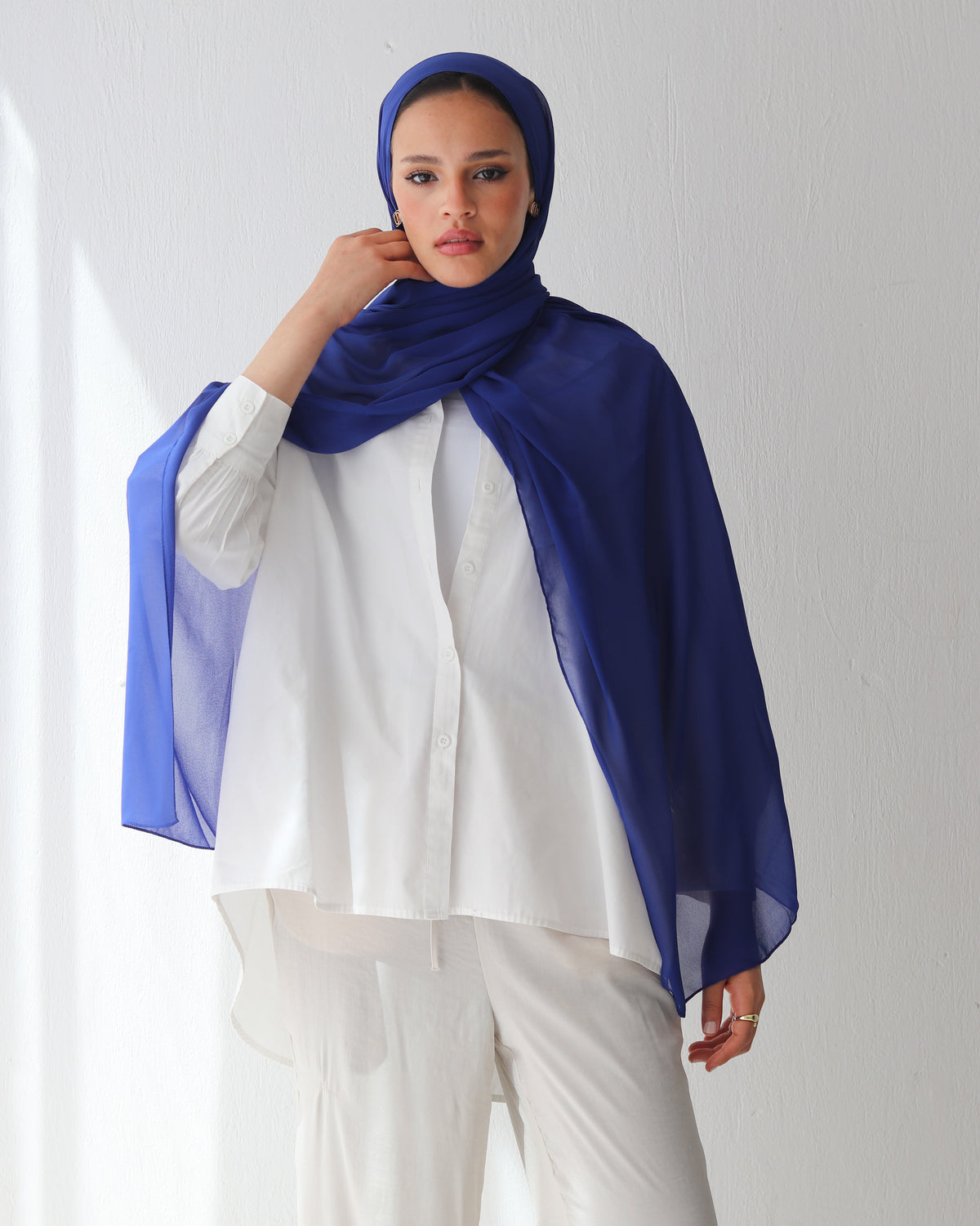 حجاب شيفون كريب – درجات الأزرق