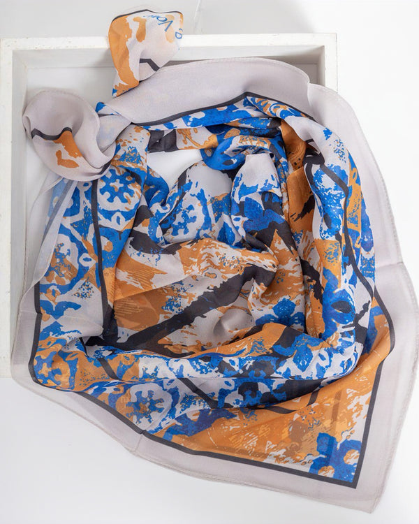 PRINTED SQUARE CHIFFON SCARF