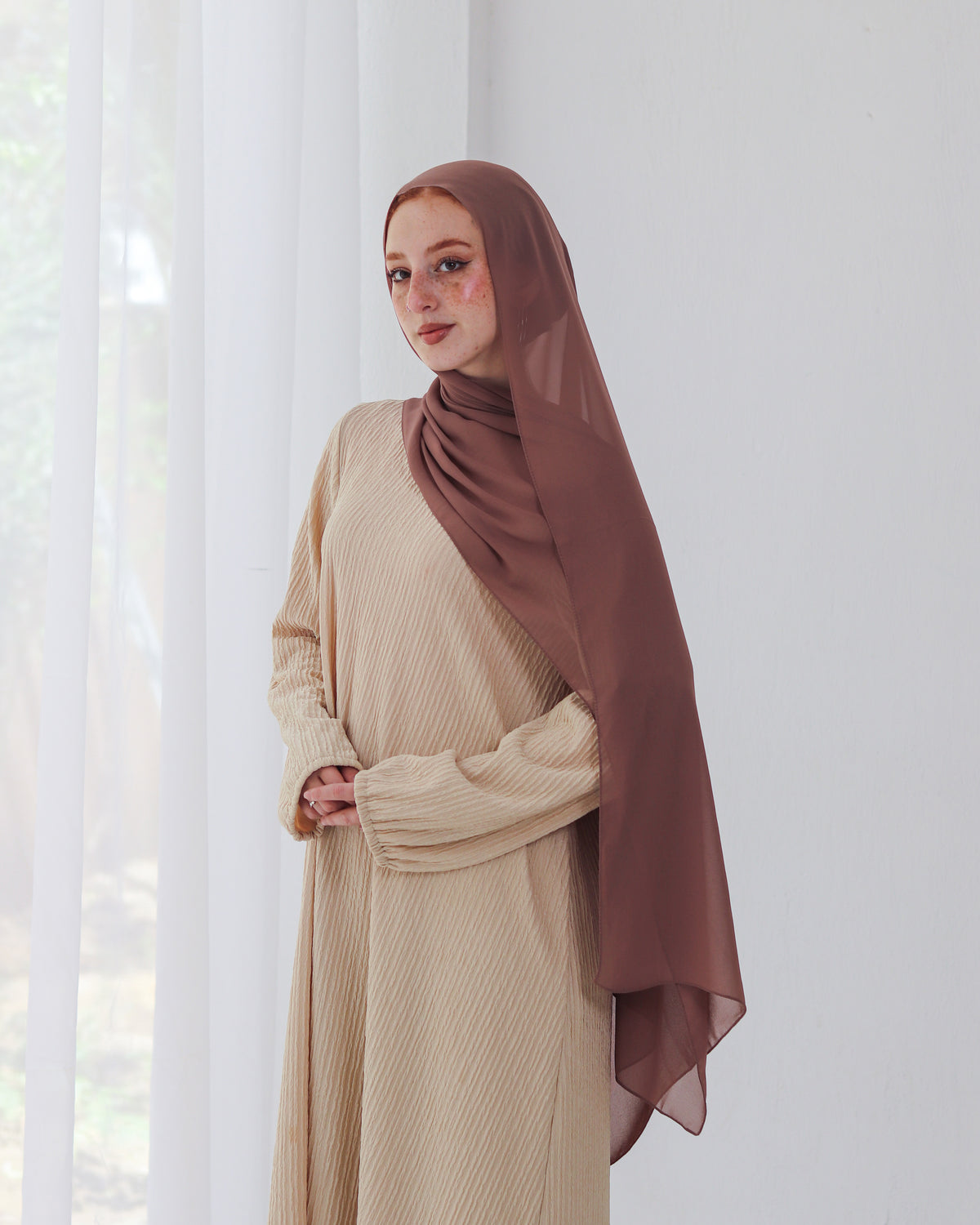 حجاب شيفون كريب – درجات البني