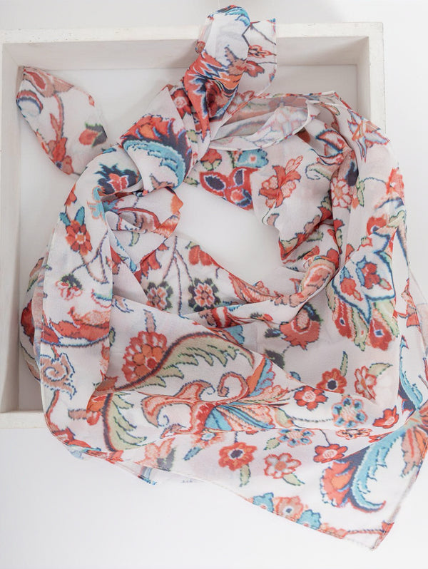 PRINTED SQUARE CHIFFON SCARF