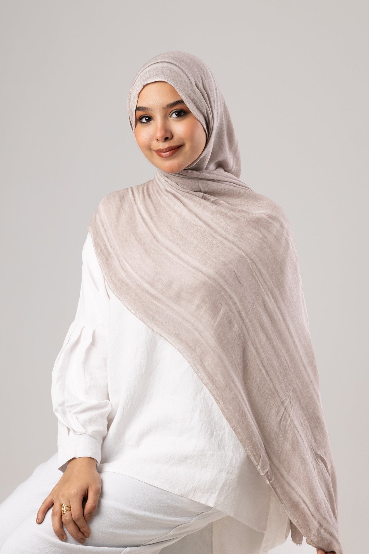 Linen Thailand Scarf – Colors - Pearl Grey