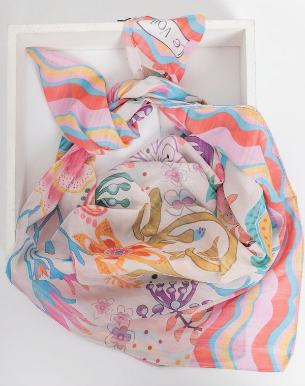 PRINTED SQUARE CHIFFON SCARF