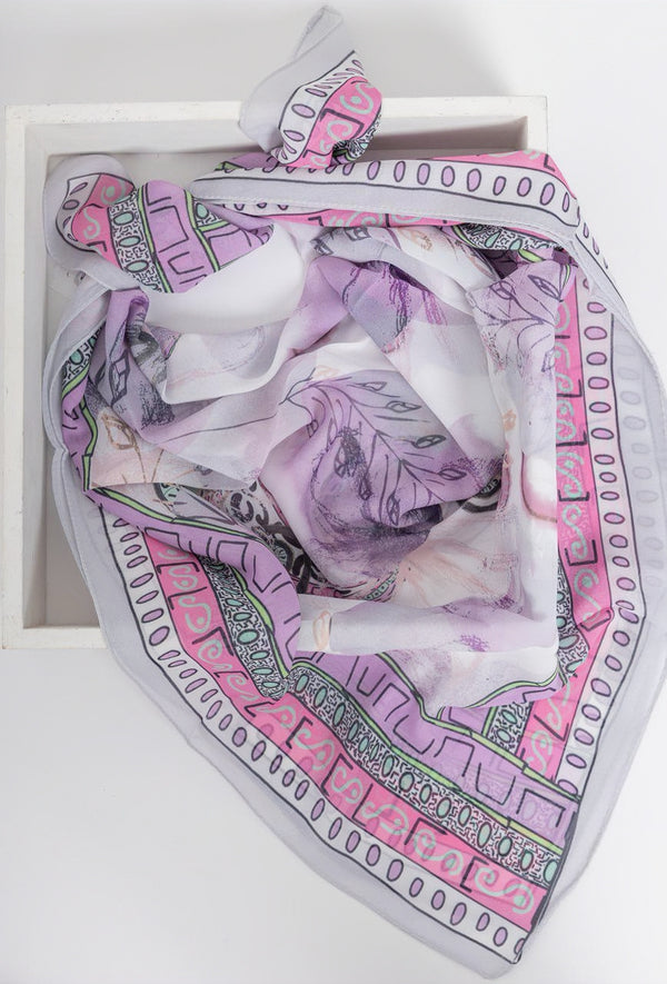 PRINTED SQUARE CHIFFON SCARF