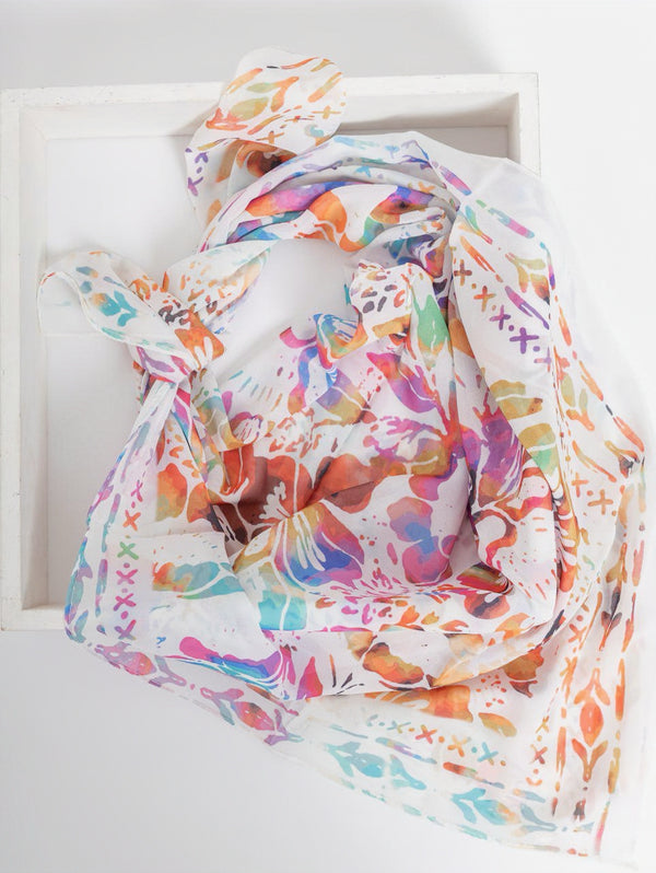 PRINTED SQUARE CHIFFON SCARF