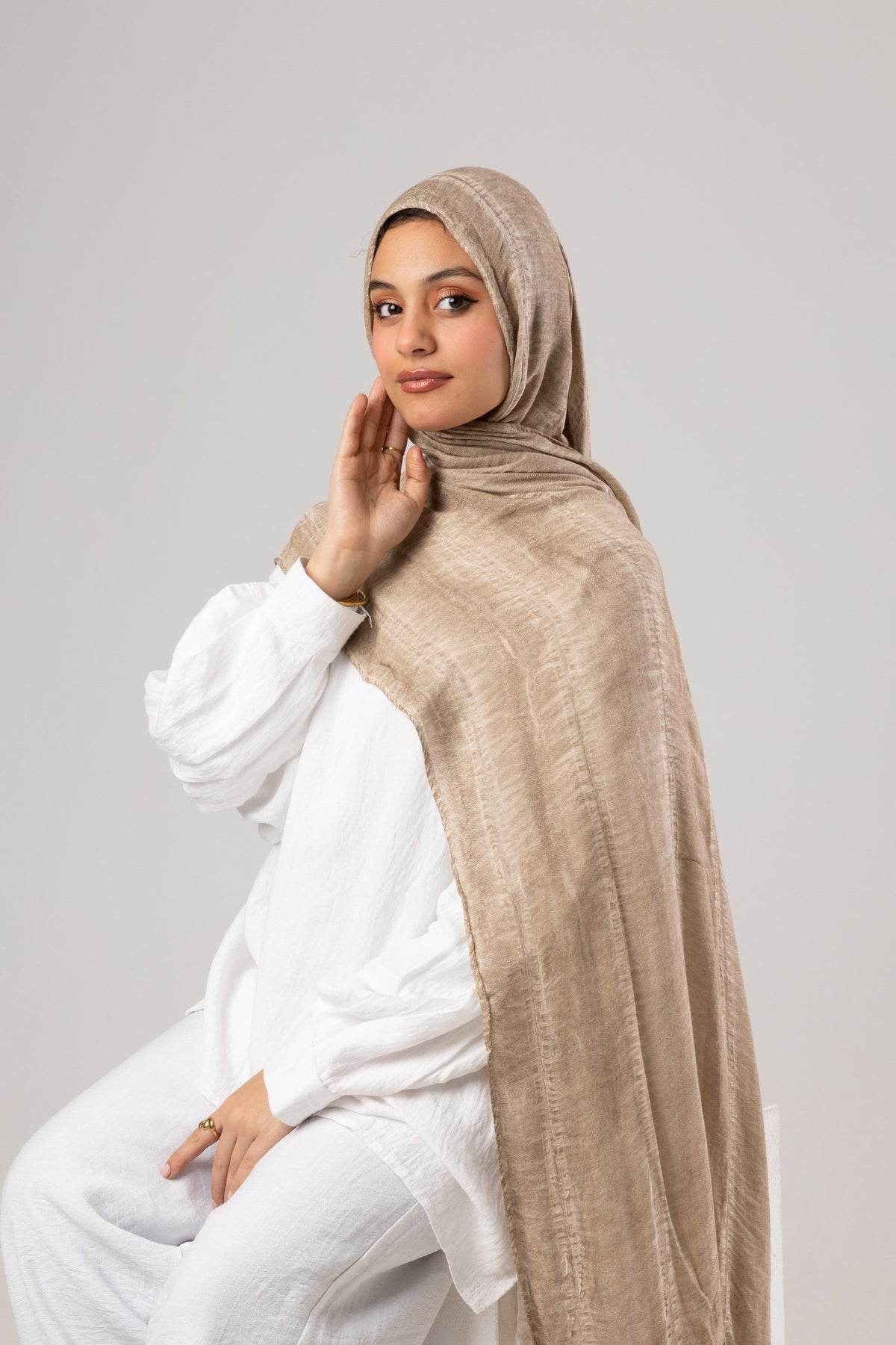 Linen Thailand Scarf – Colors - Sand Beige