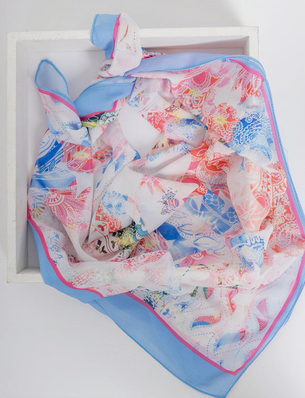 PRINTED SQUARE CHIFFON SCARF