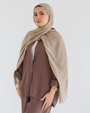 Airy Linen Hijab – Sand Beige