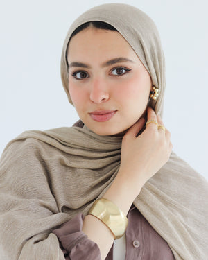 Airy Linen Hijab – Sand Beige
