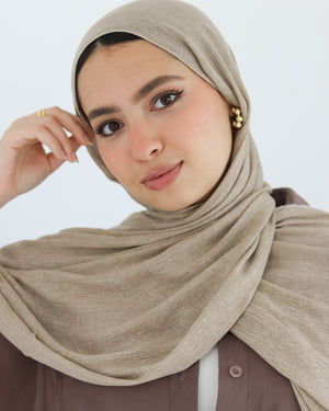 Airy Linen Hijab – Sand Beige