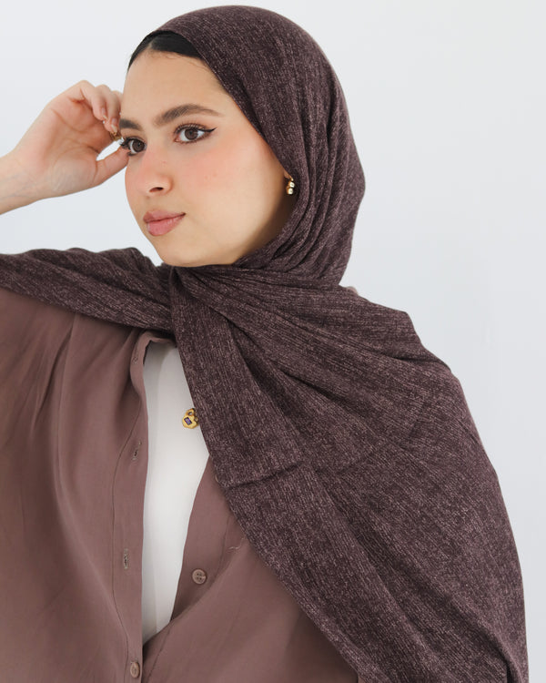 Airy Linen Hijab - Chocolate