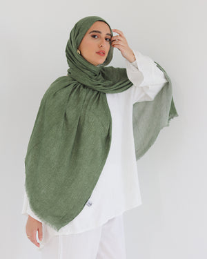 Airy Linen Hijab – Olive