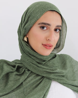Airy Linen Hijab – Olive
