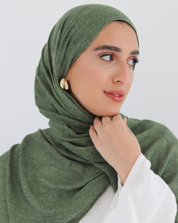 Airy Linen Hijab - Olive