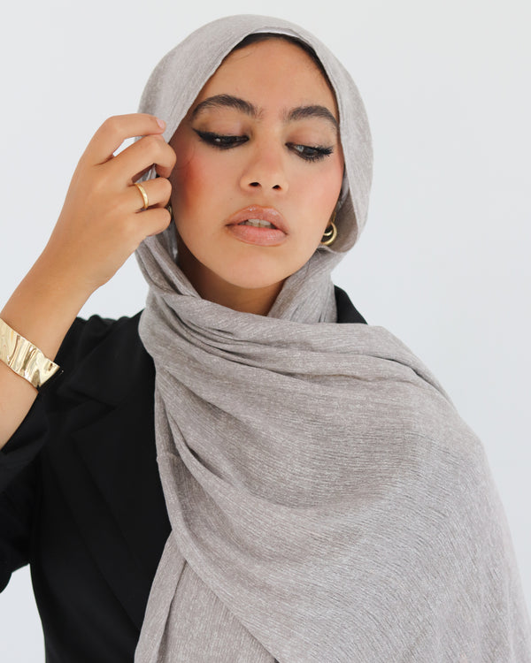Airy Linen Hijab -Grey