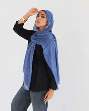Airy Linen Hijab – Blue