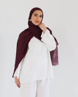 Airy Linen Hijab – Maroon