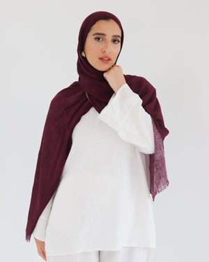 Airy Linen Hijab – Maroon