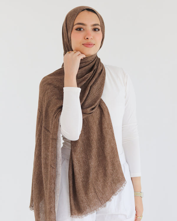 Airy Linen Hijab - Cafe